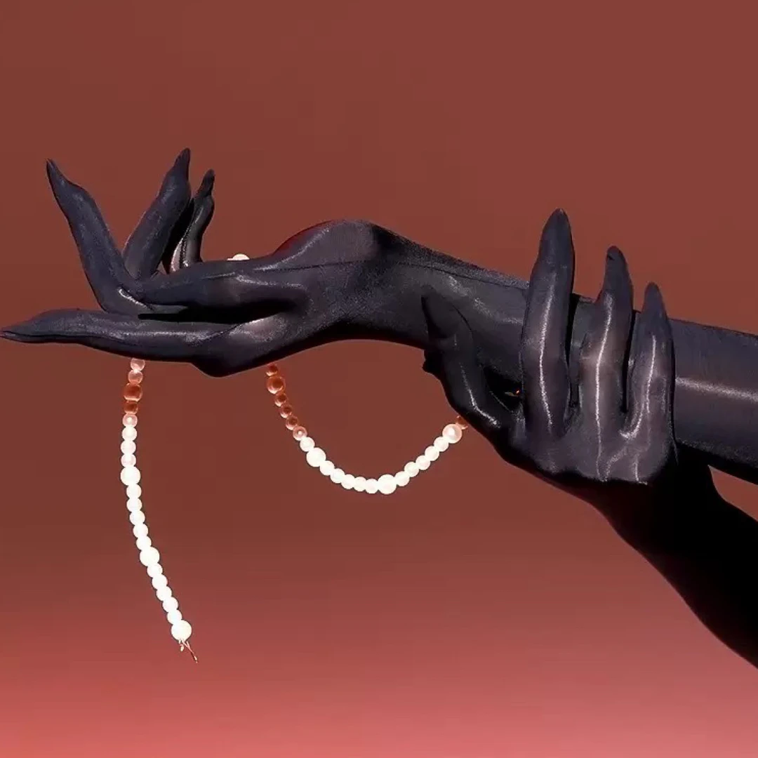 大码超紧手丝超薄五指丝袜全包油亮丝滑高弹高密小众拍照配件马油