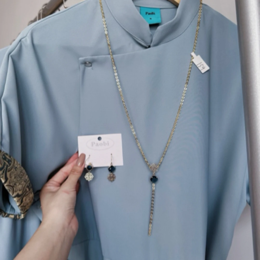 铜合金锆石耳饰 耳环➕毛衣链套装 过敏民族风 不过敏不掉色 百搭