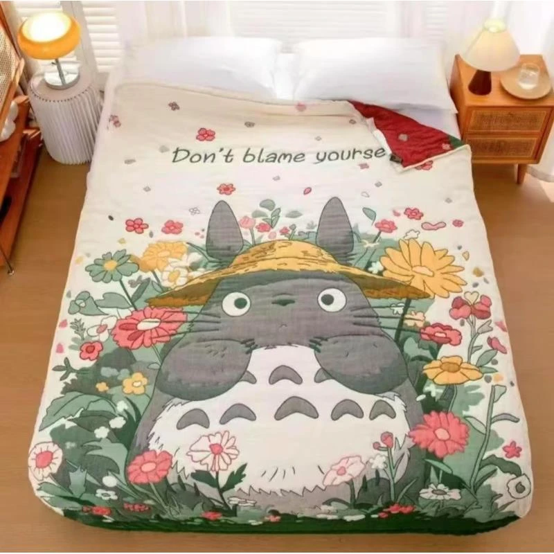 【花卉龙猫】150*200cmA类全棉纱布云朵泡芙被