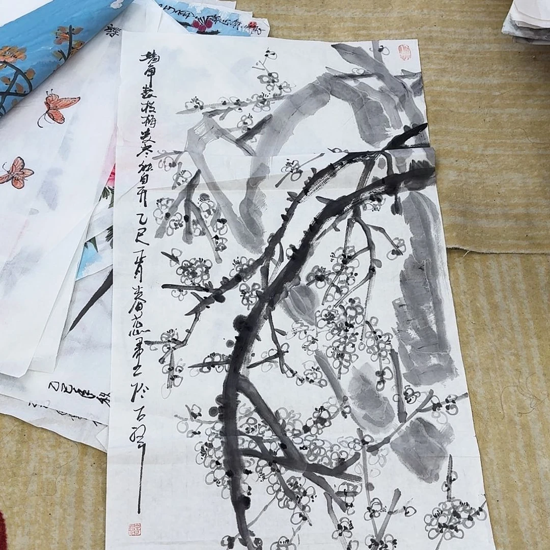 国画三尺整纸手绘做哦