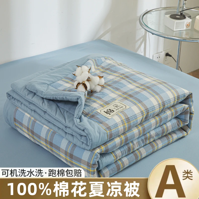 A类100%正品新疆棉花夏被可机洗空调被双人纯棉花夏凉被单人学生