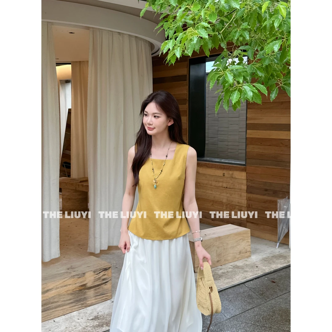 【LIUYI】盛夏来临~夏季无袖设计感露腰上衣56027