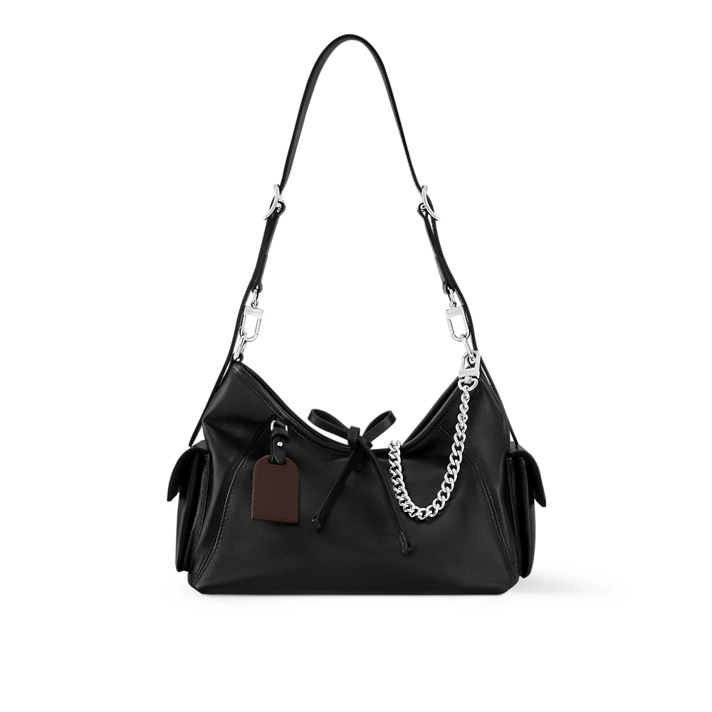 时尚潮流真皮斜挎包包黑色