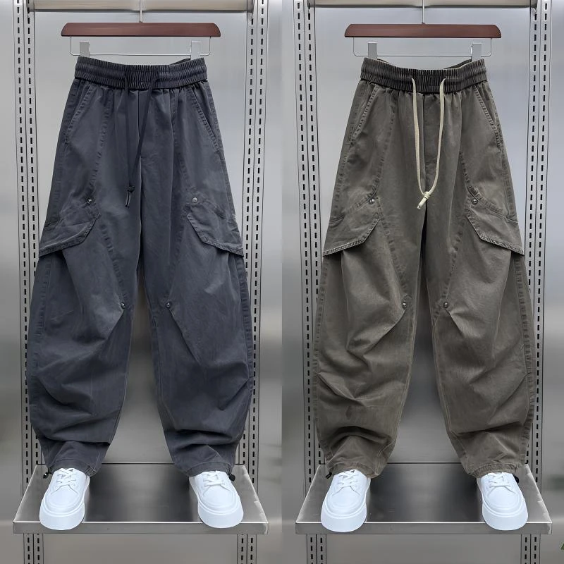 秋冬加绒高级感美式复古山系户外工装裤男痞帅潮流宽松直筒休闲裤