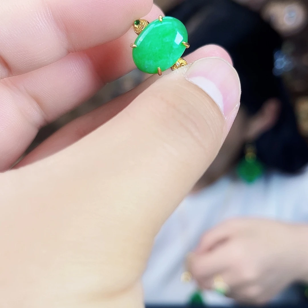 翡翠银S925镶嵌颈饰戒指