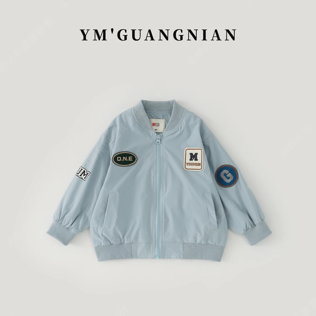 【幼棉光年】春季男童潮酷拼色夹克儿童休闲百搭拼接外套3221037