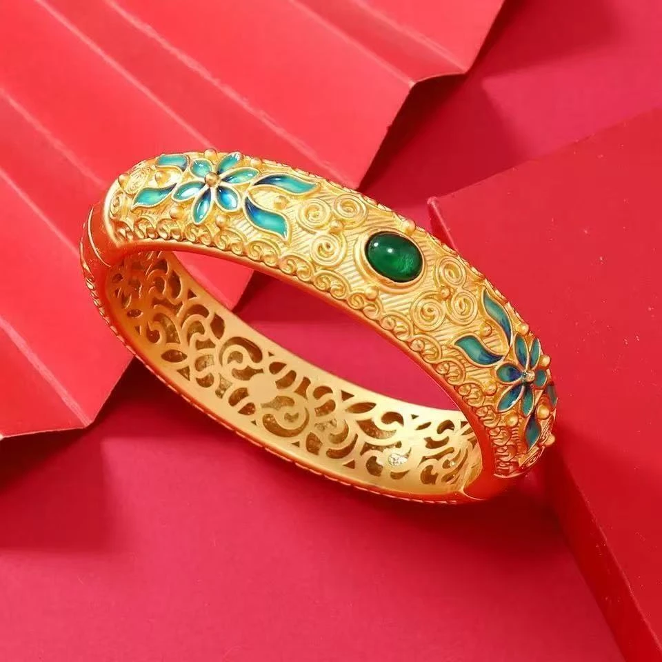 铁合金手链 甜美风宫廷原创设计植物花卉复古鎏金时尚国潮