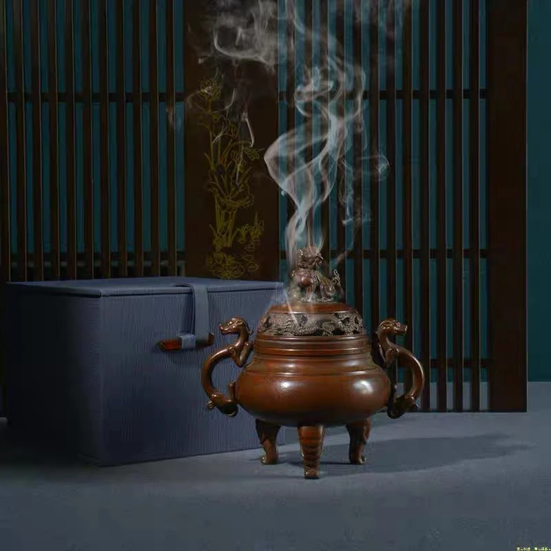 三足熏炉黄铜材质家居摆件