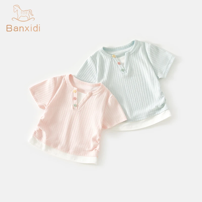 班喜迪女童短袖t恤夏新款洋气儿童公主上衣女宝宝衣服夏装假两件