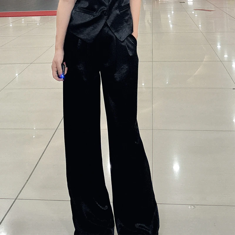 （单裤子带钻三色）轻奢高级感休闲裤子女气质垂坠感夏季凉凉裤2025