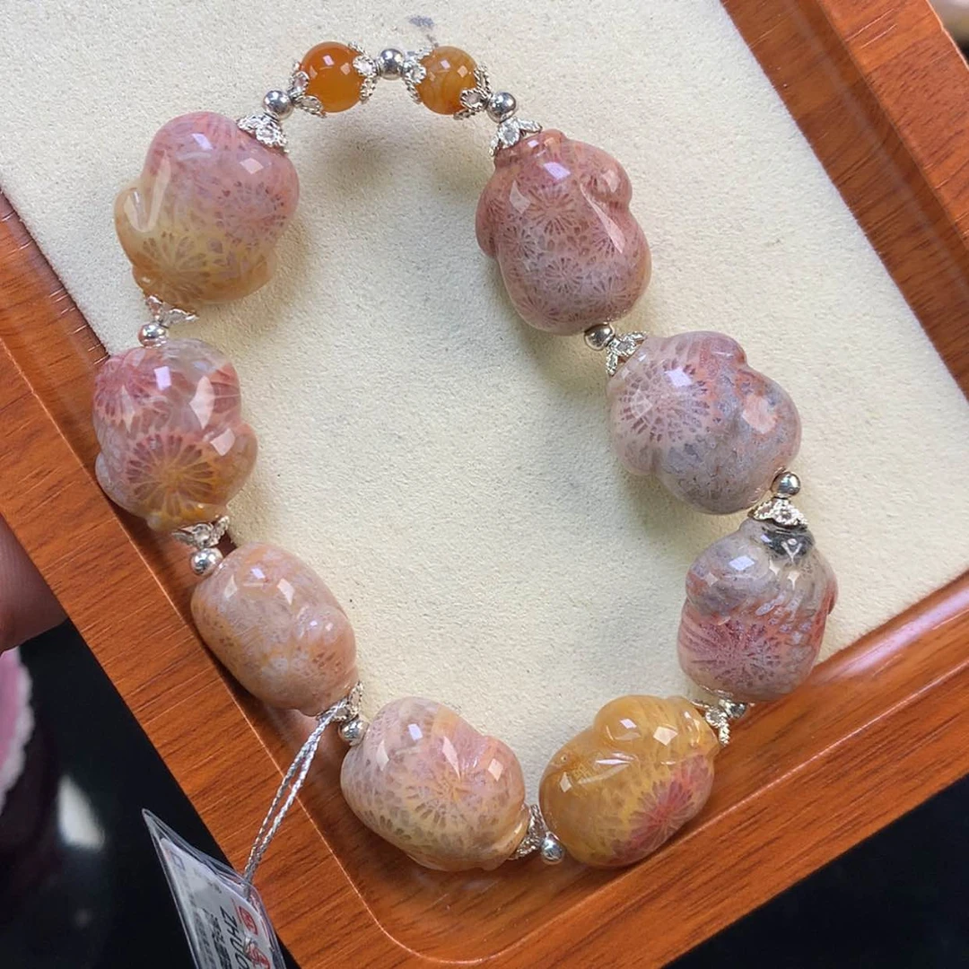 【闪购商品】颈饰未镶嵌硅化珊瑚（珊瑚玉）64号旗袍珠一整套