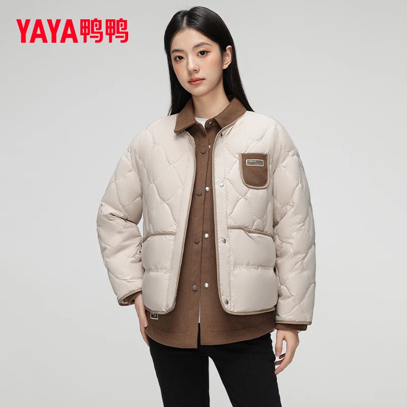 YAYA/鸭鸭轻薄款短款羽绒服女2025年冬季休闲百搭保暖鸭绒外套