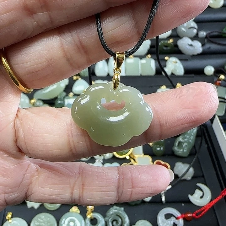 和田玉吊坠(不含链)银S925镶嵌