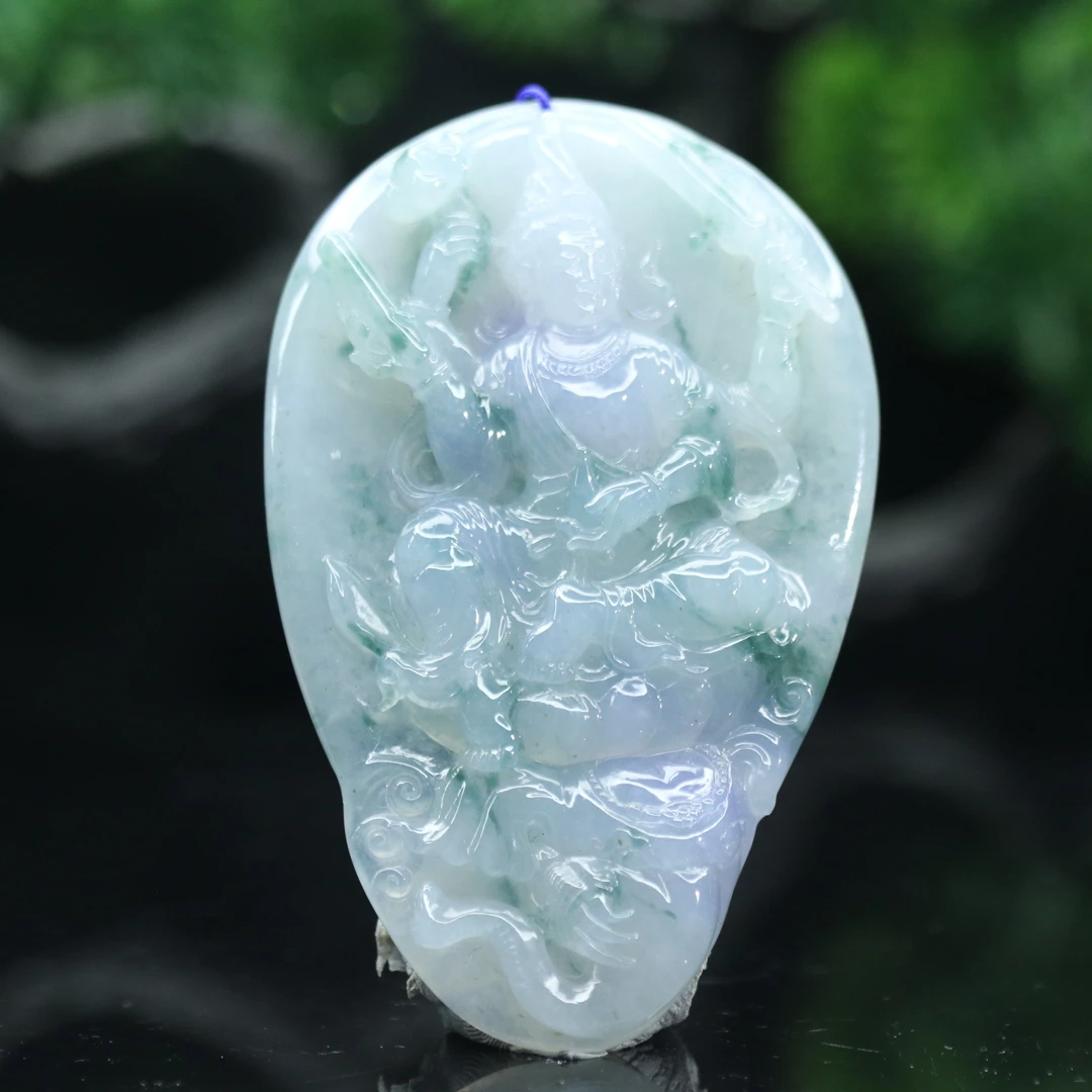 23天然缅甸翡翠A货冰飘花挂件/000100/上海嘉禾拍卖