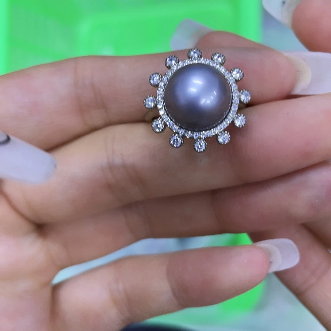 海水珍珠戒指银S925镶嵌