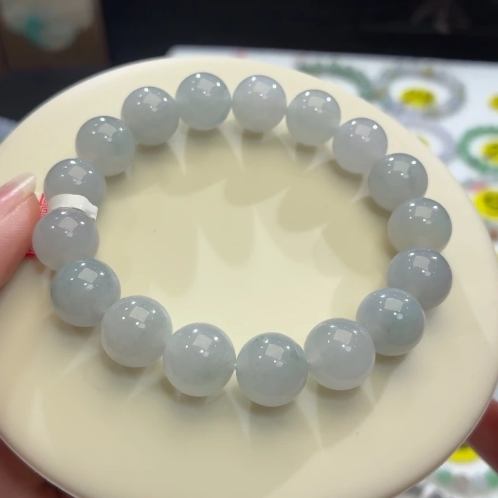 翡翠未镶嵌手链冰胶蓝飘卡12.2