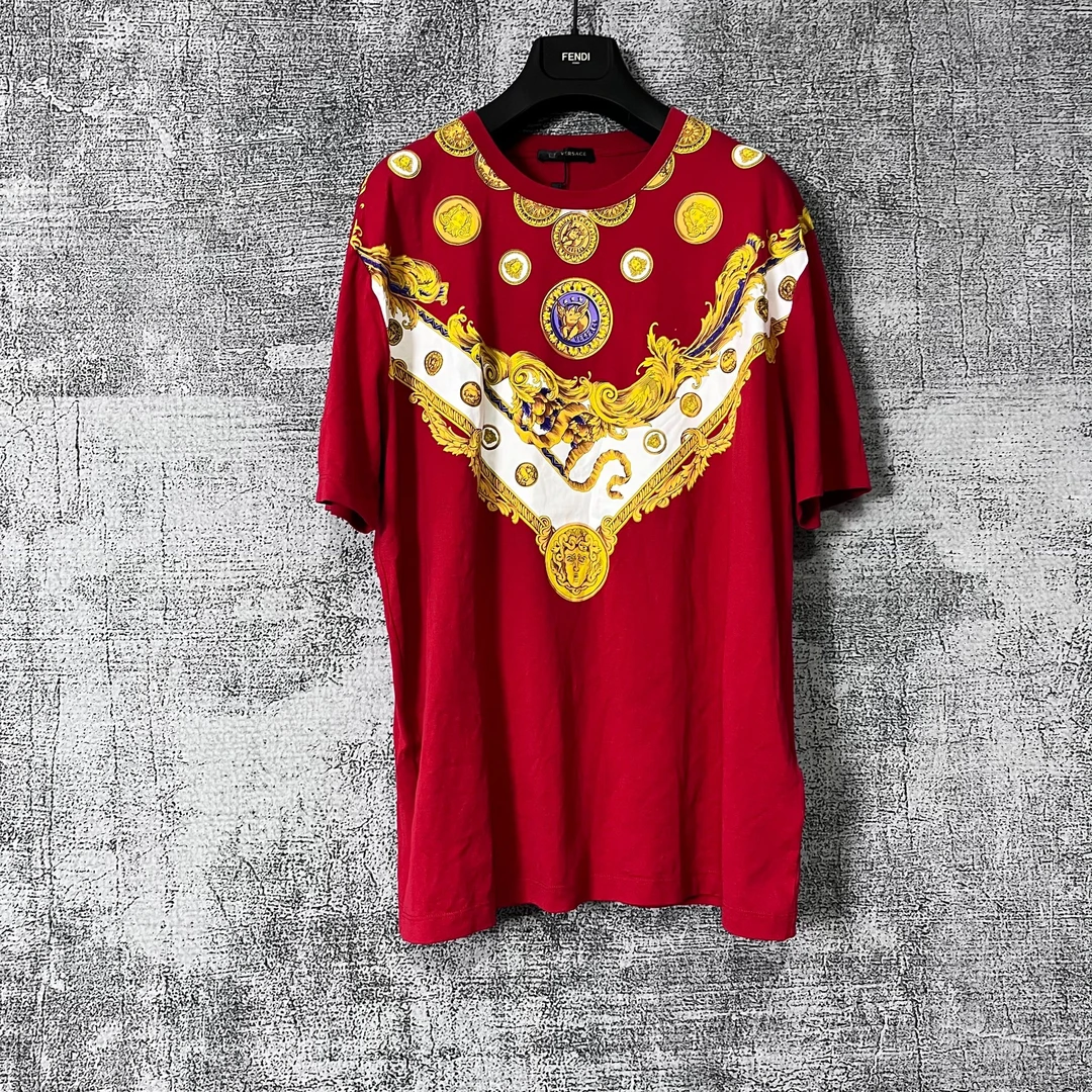 99新 VERSACE/范思哲 猪年限定巴洛花短袖/3XL