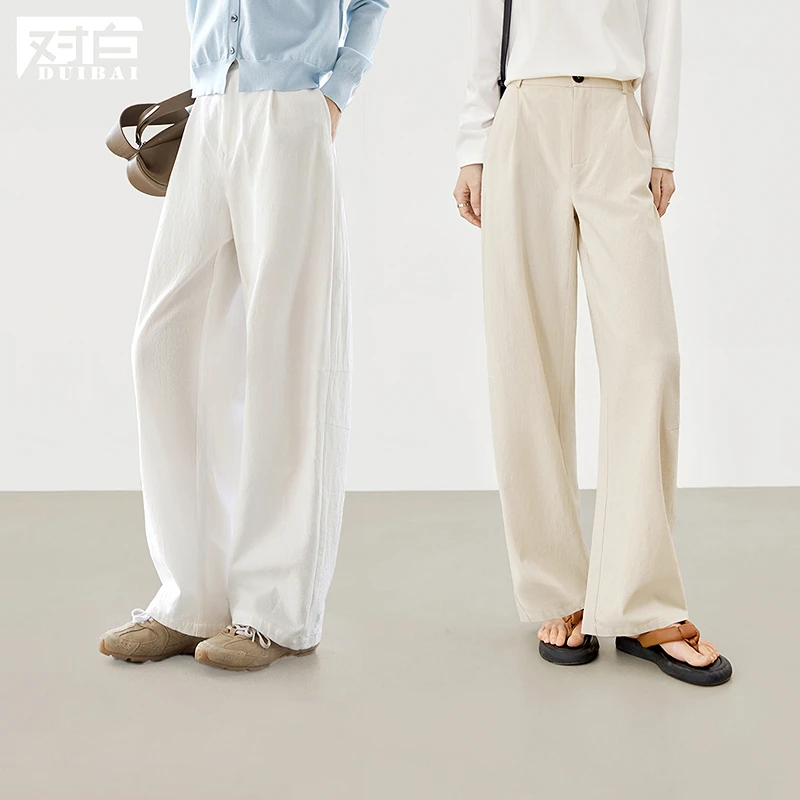 【100棉弯刀裤】对白松弛感显瘦休闲裤女2025春新款慵懒百搭长裤