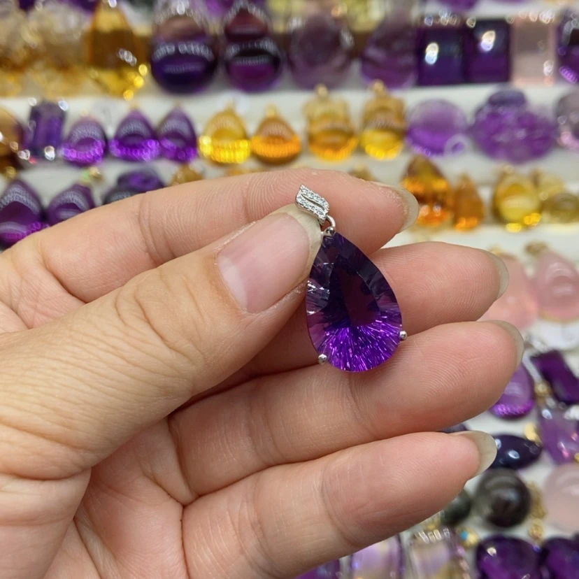 【闪购商品】水晶水晶吊坠银S925镶嵌