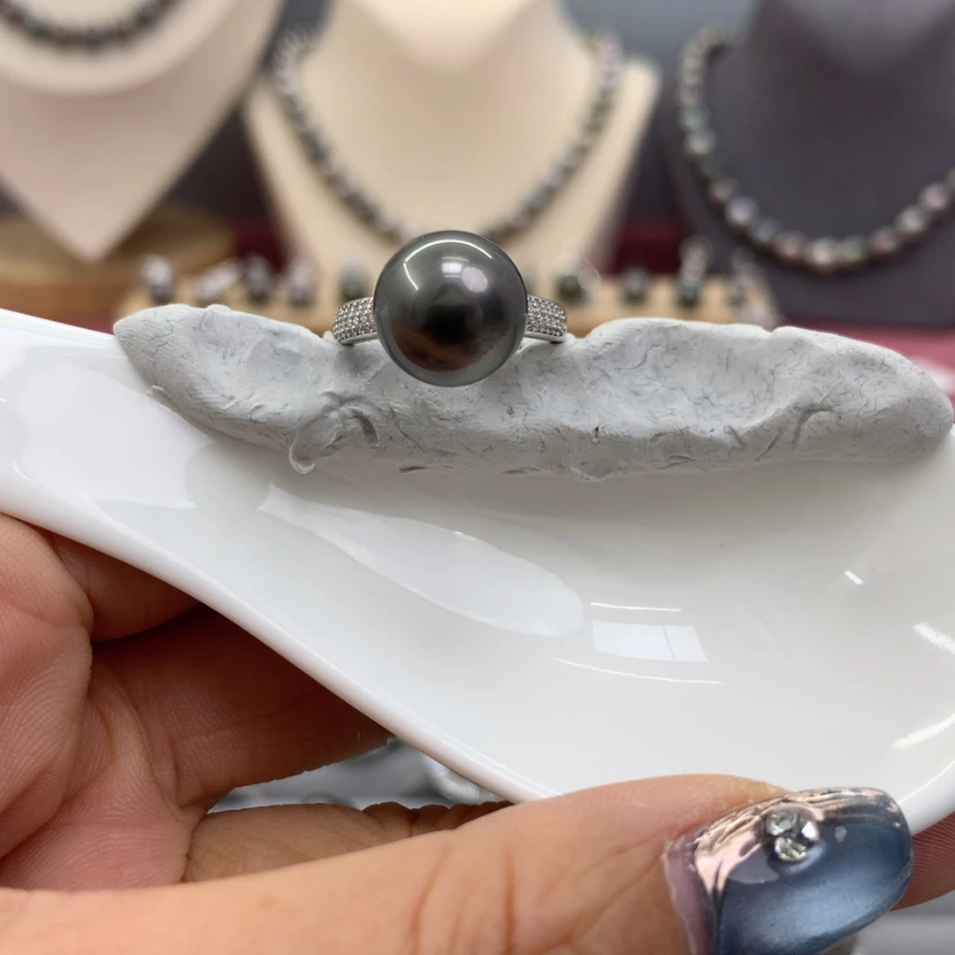 海水珍珠戒圈银S925镶嵌蒙****姨