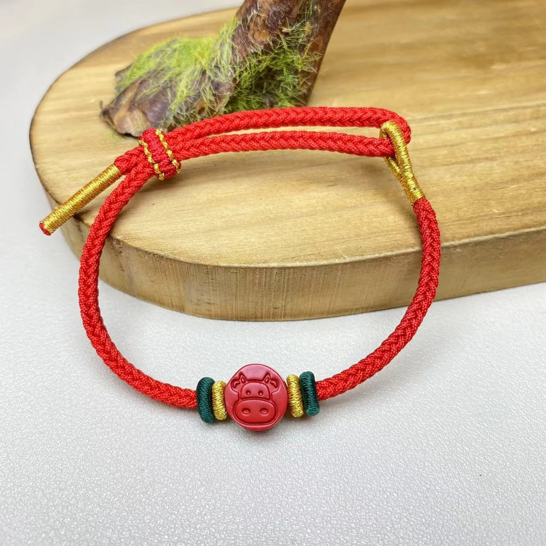 含辰砂工艺品高含量朱砂红砂设计款十二生肖手绳正品保真朱砂