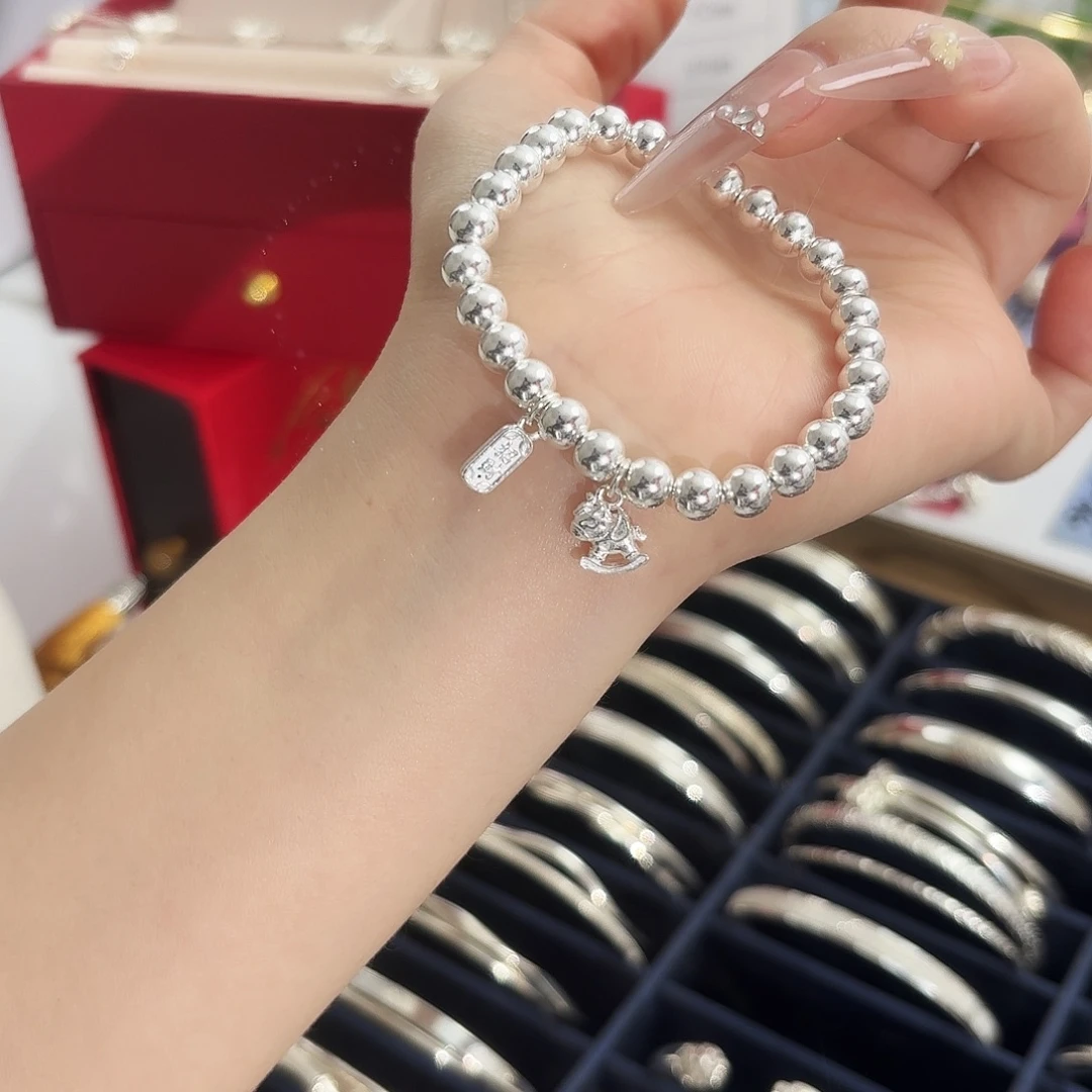 非金属足银卡6小马纳福珠手链