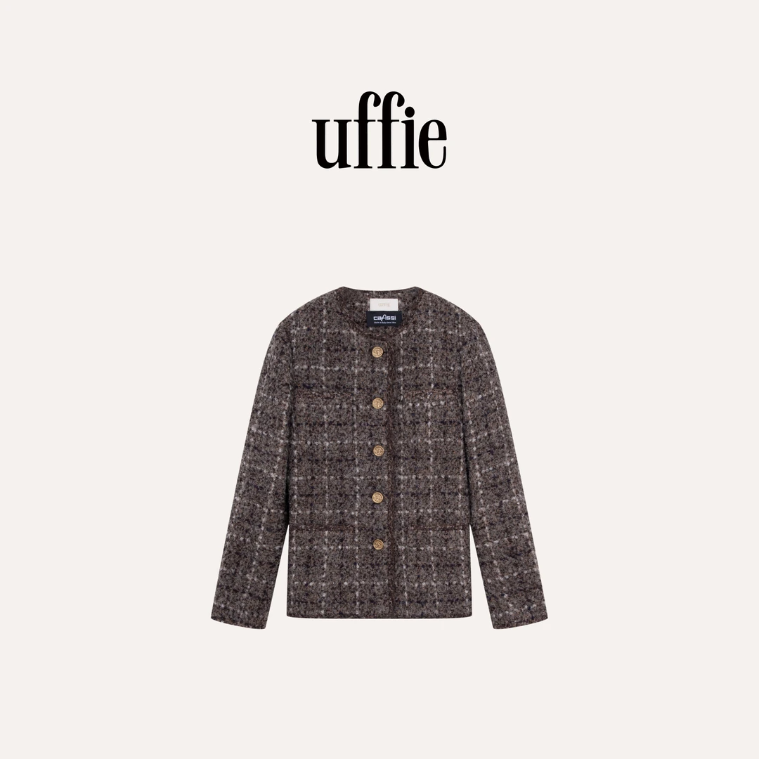 UFFIE于绘 美拉德焦糖色花呢外套