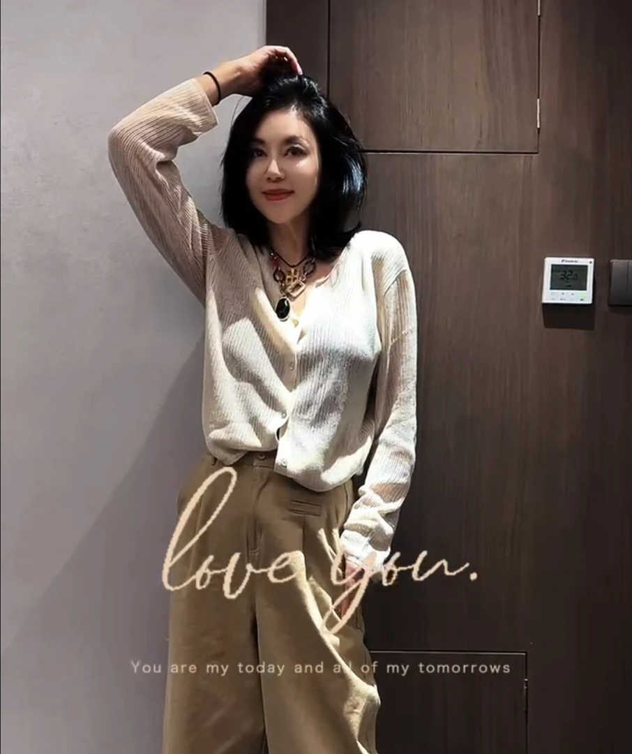 韩版长袖针织开衫显瘦纯色上衣亚麻小衫时尚减龄休闲新款慵懒风女
