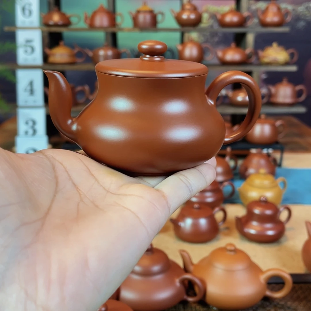 茶壶紫砂屁**爸潮州手工手拉朱泥君德壶