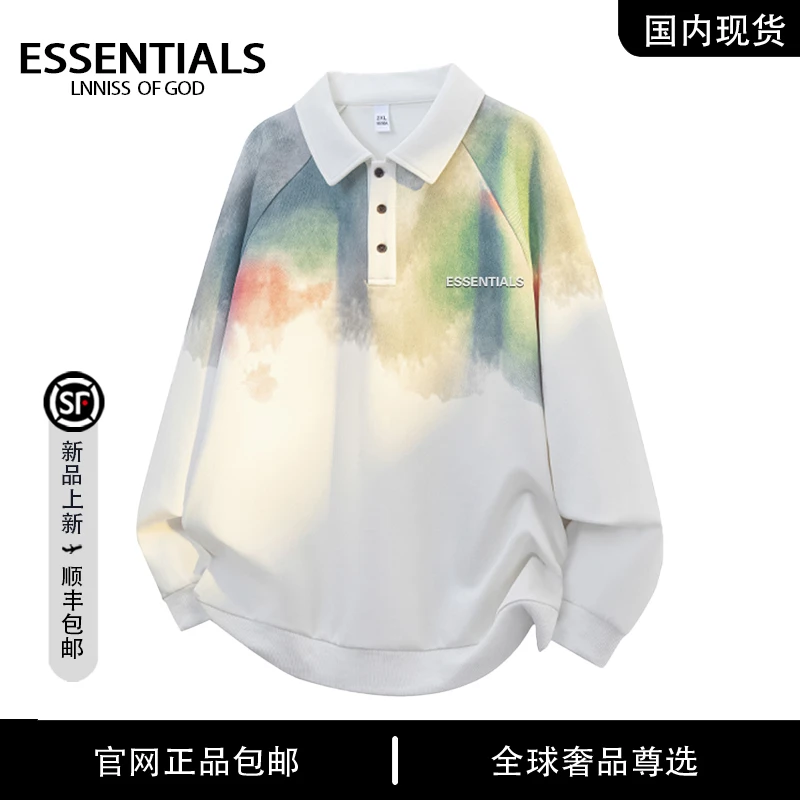 【品牌现货撤柜】ESSENTIALS LNNISS 日系扎染百搭情侣长袖Polo衫