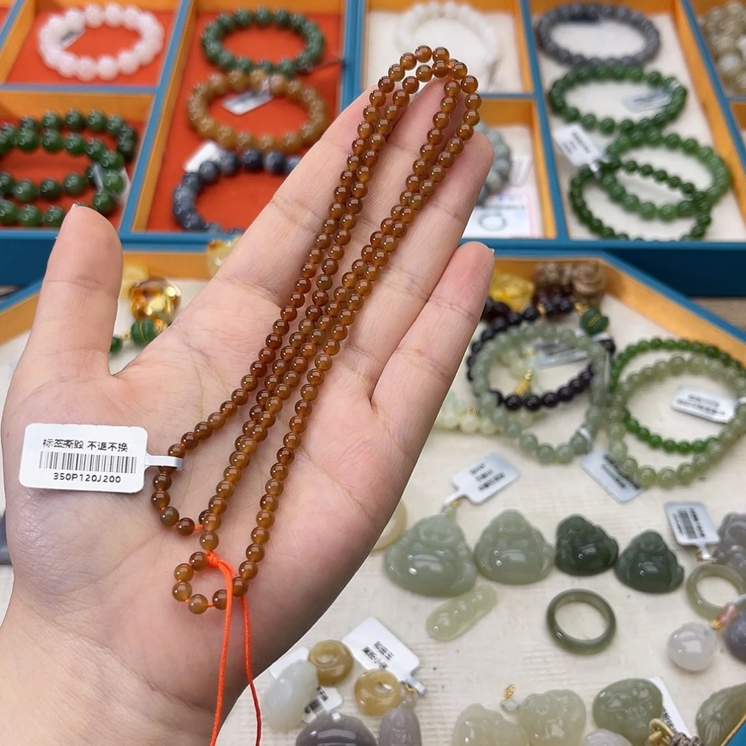 和田玉未镶嵌手链w31且末红糖4mm推荐