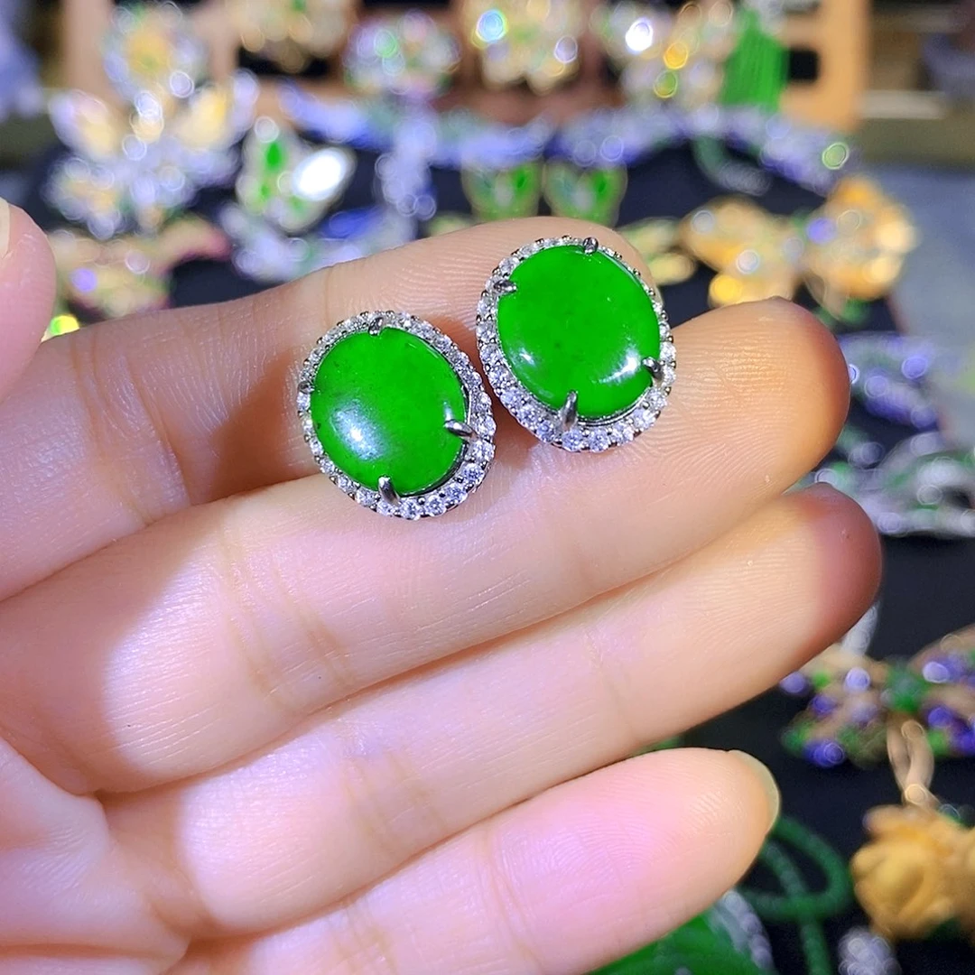 吊坠(不含链)银S925镶嵌翡翠