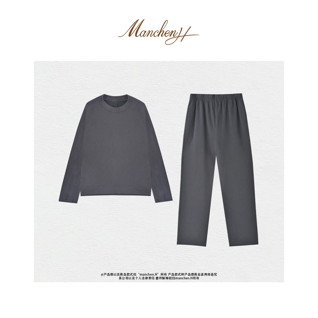曼辰manchenh"四季钟情"意大利进口高支干爽棉卫衣套装