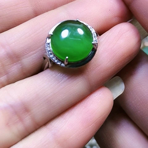 和田玉银S925镶嵌戒指