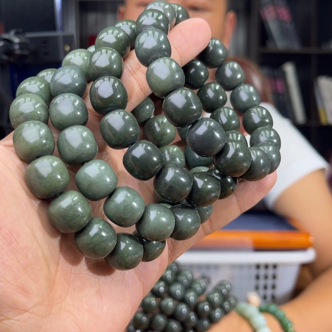 手串未镶嵌和田玉纯天然新疆沙枣青墨蓝青卡14多样性发其一
