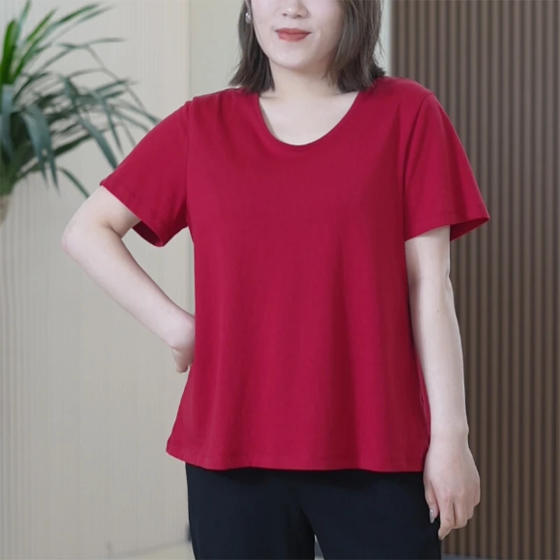 UV领雪花棉T恤女百搭显瘦简约净版休闲时尚舒适亲肤爆款大码上衣