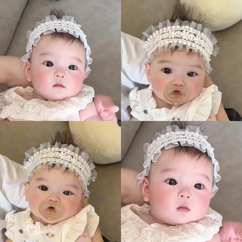 女宝宝发带公主蕾丝新生婴儿头饰护囟门拍照周岁超仙满月百天发箍
