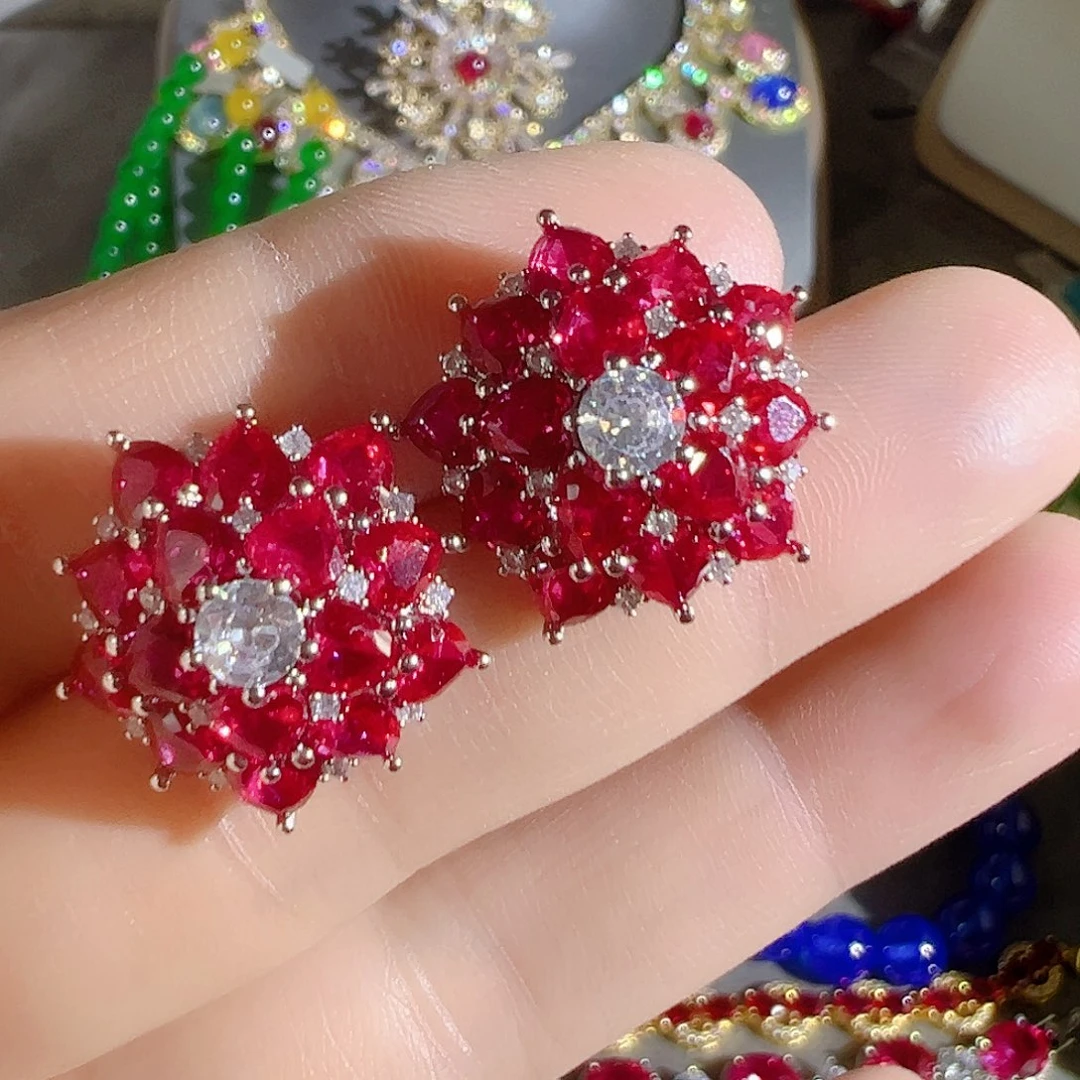 花岗石钨合金红色蓝色吊坠