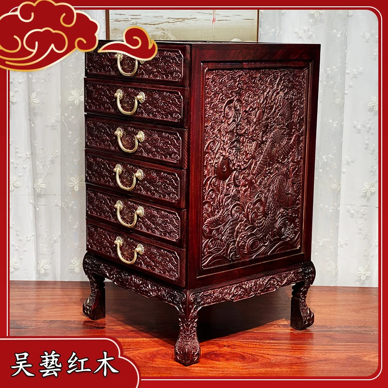 大红酸枝中式精雕牙科柜储存收纳柜（重约33斤左右) lzq