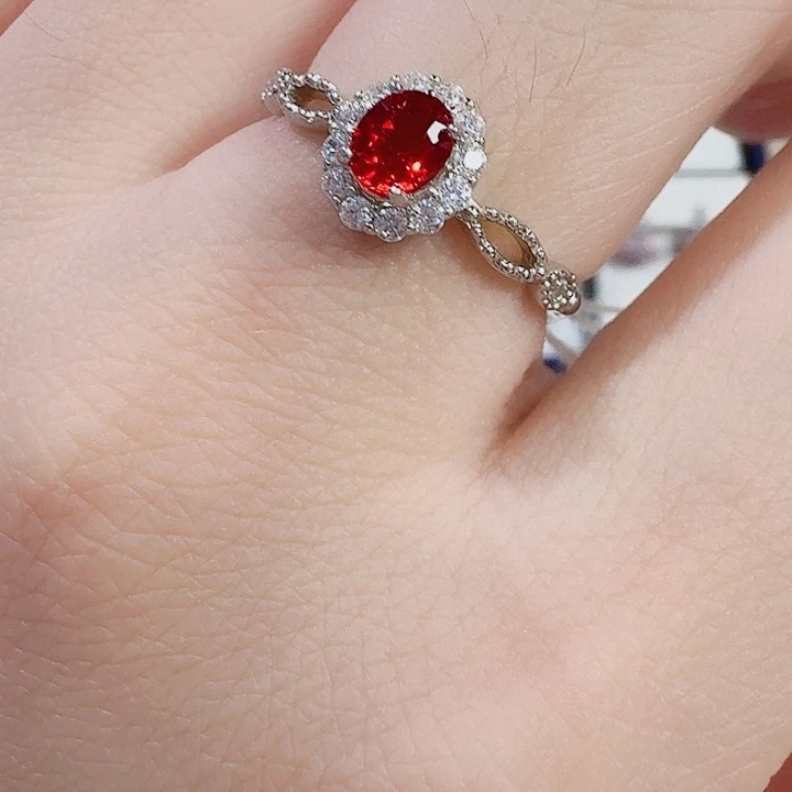 蓝宝石戒指银S925镶嵌