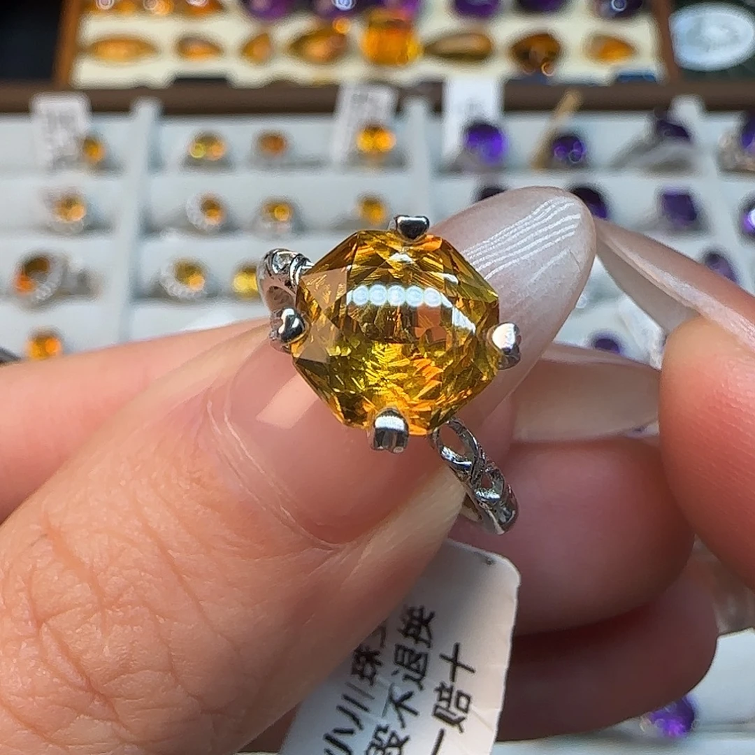 *****珠宝半成品水晶银S925镶嵌G 3克拉玫瑰切