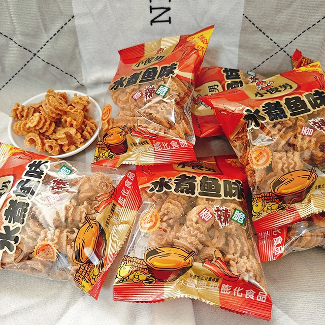 小俊男水煮鱼味香辣脆比萨卷怀旧儿时膨化食品解馋零食麻辣实惠