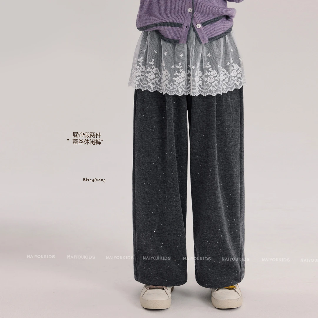 【屁股开花】女童裤子2025秋季新款休闲中大童屁帘直筒裤K2590