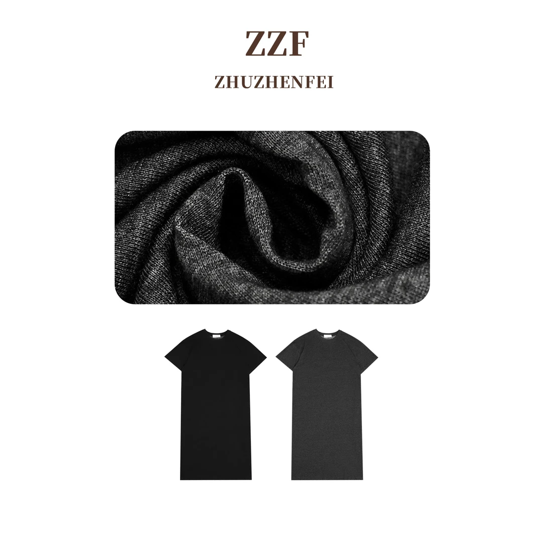 ZHUZHENFEI 莱赛尔棉舒适透气纯色直筒短袖连衣裙Z352505