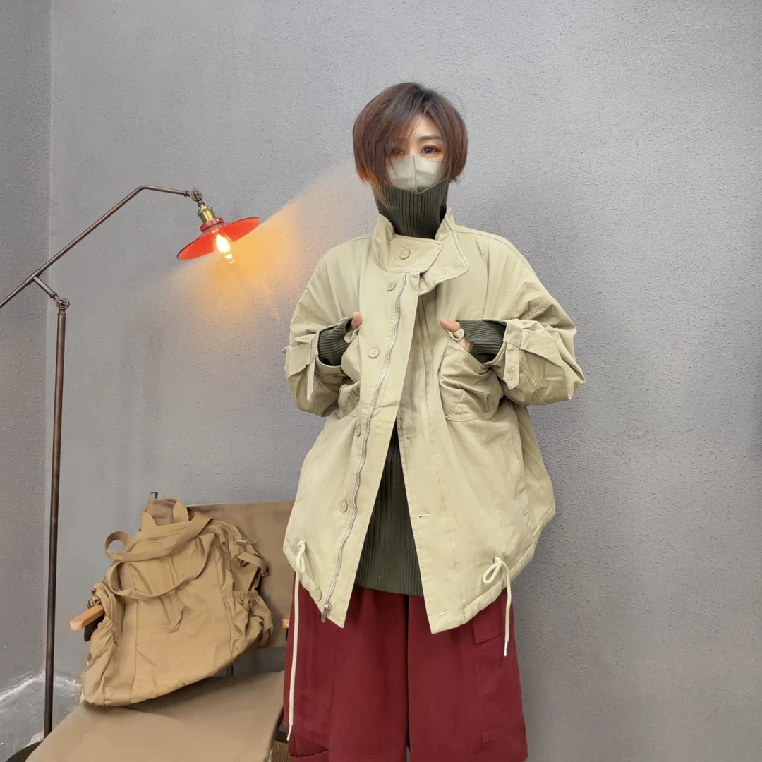 S166 秋冬韩系设计感立领加厚宽松百搭显瘦夹克