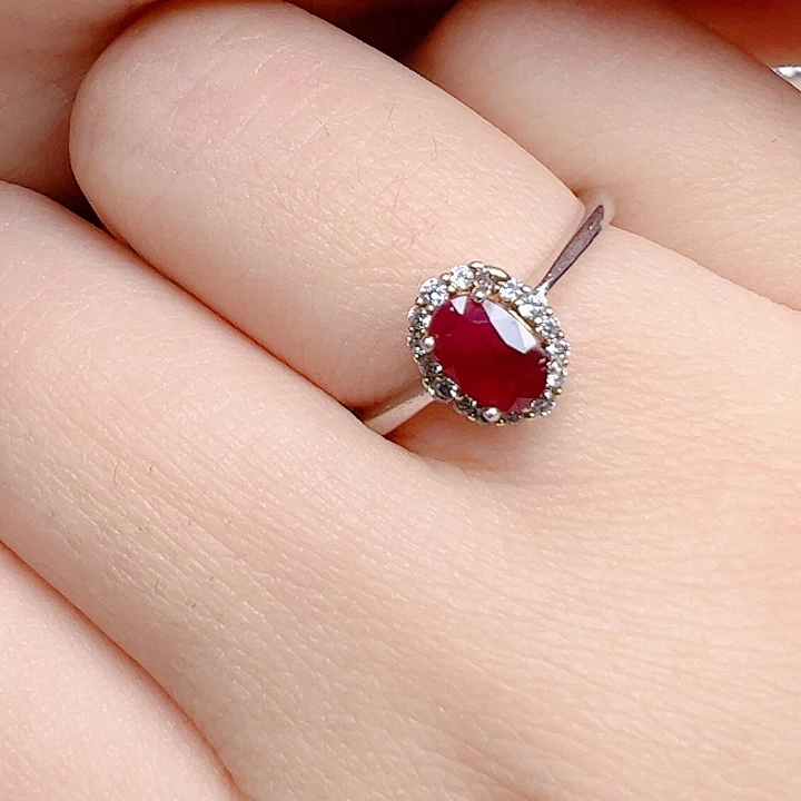 戒指红宝石银S925镶嵌