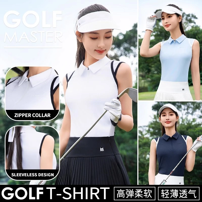 2025新款 高尔夫女装无袖polo 夏季女士网球服背心上衣时尚短裙