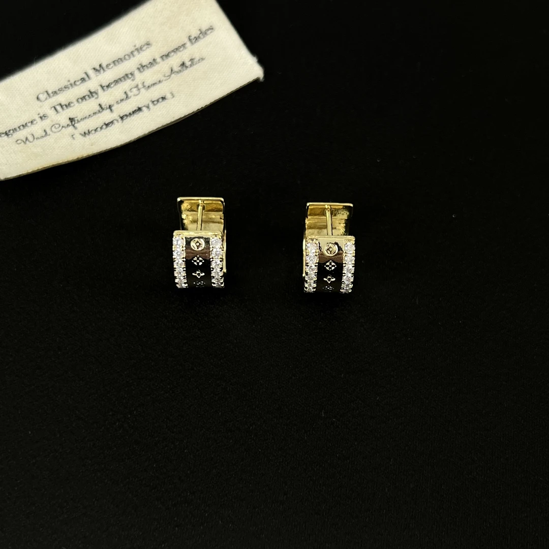 铜合金锆石耳饰 【晨光港口】气质百搭耳扣耳环1179