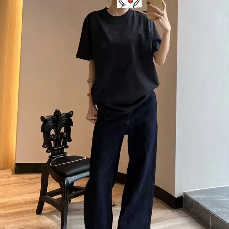 宝丫轻奢 女式纯色简约印花短袖T恤K3180