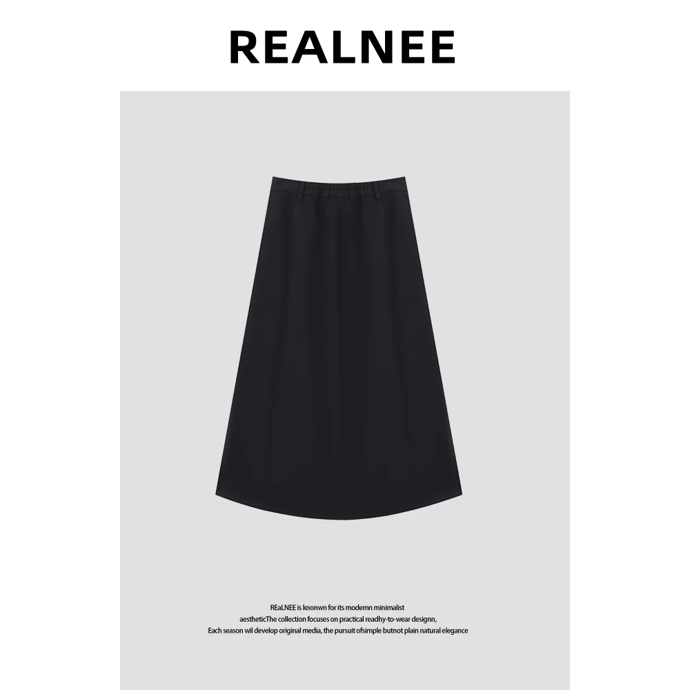 【REALNEE】“T丝+棉”高质量极简松紧腰休闲半身裙RLMMA4BQ10022